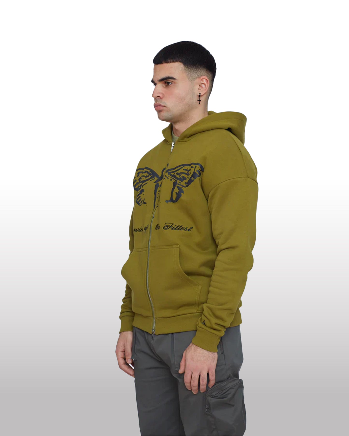 DIVENTION CICADA Zip Hoodie OLIV