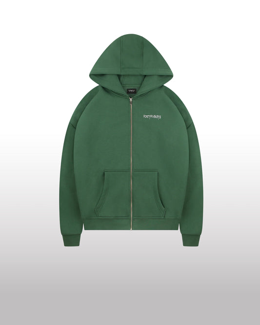 FORTYFIVE Backprint Zip Hoodie Green