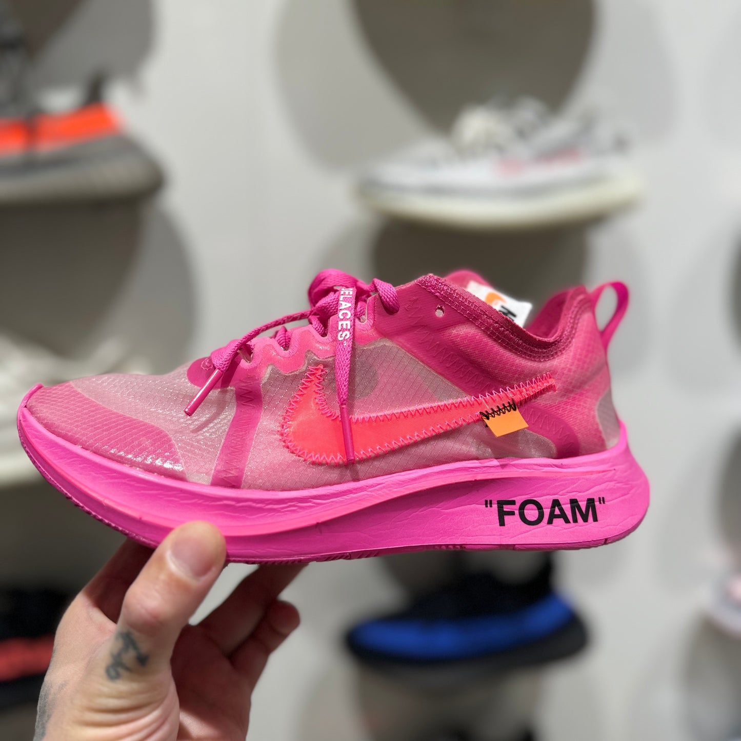 USED Nike Zoom Fly x Off-White Tulip Pink