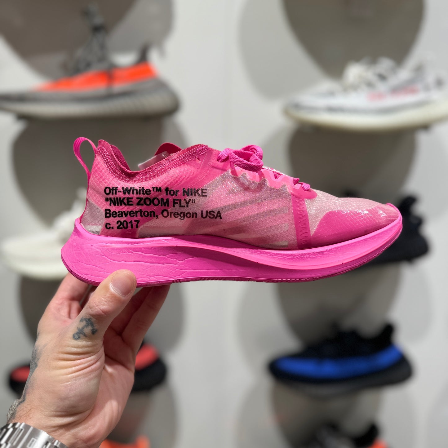 USED Nike Zoom Fly x Off-White Tulip Pink