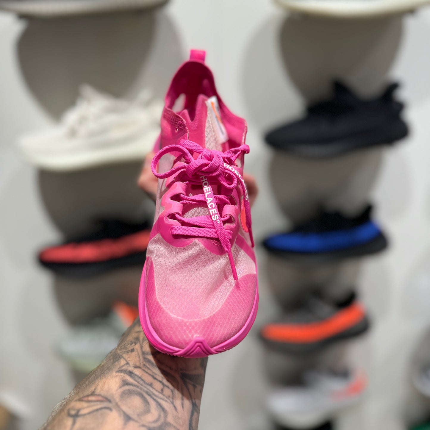 USED Nike Zoom Fly x Off-White Tulip Pink