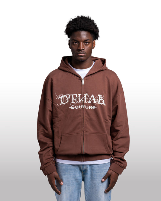 STIL COUTURE Oversize Zip-Hoodie | Metal Font - Chocolate