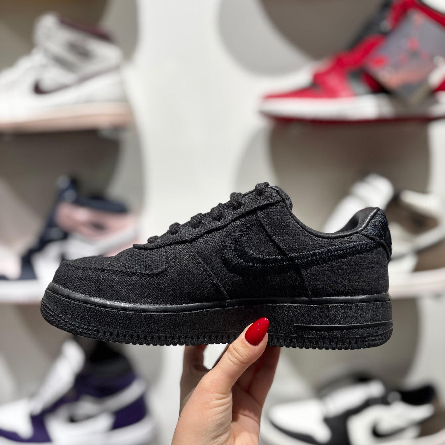 USED Nike Air Force 1 Low x Stussy Black